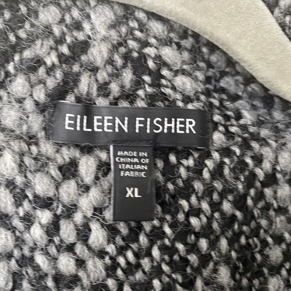 Eileen Fisher Jacket Womens Sz XL Wool Peacoat Tweed Button Front - Picture 7 of 8